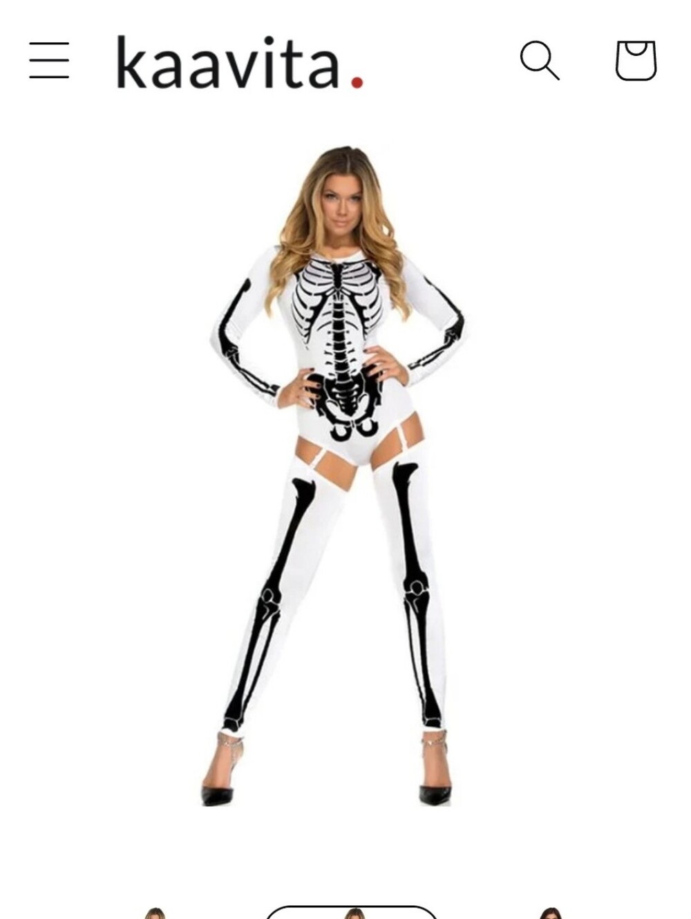 White & Black Skeleton Bodysuit Costume